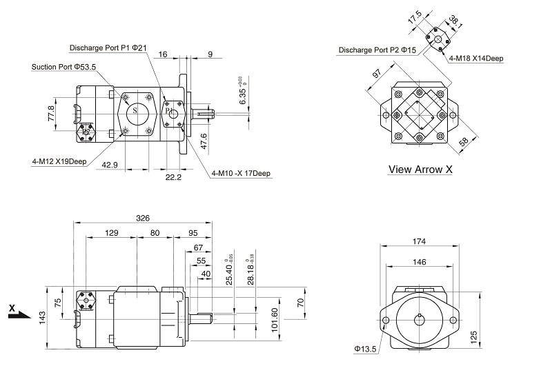PV2R12 pump dimension