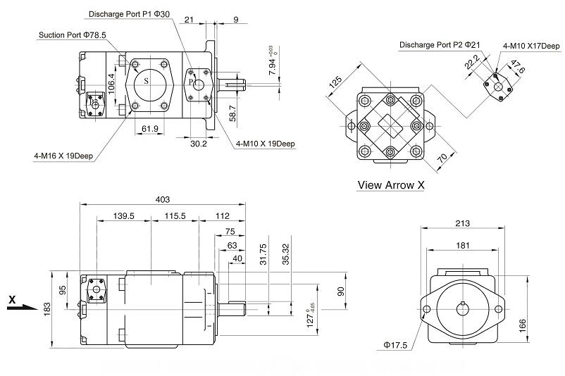 PV2R23 pump dimension