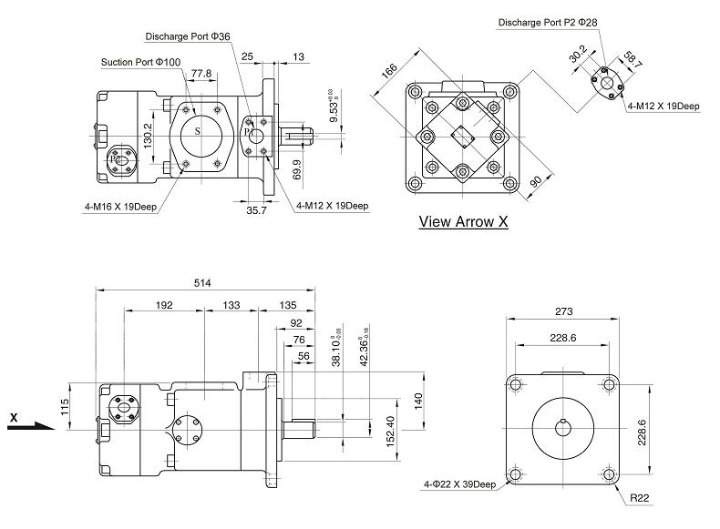 PV2R34 pump dimension: