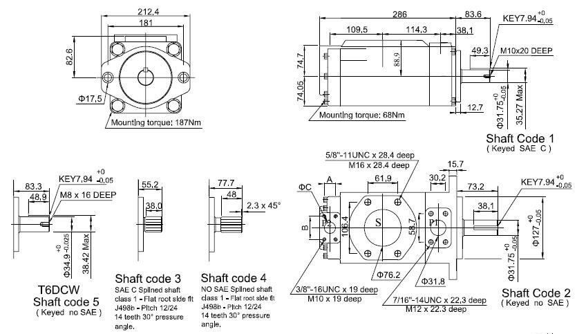 T6 double vane pump dimensions