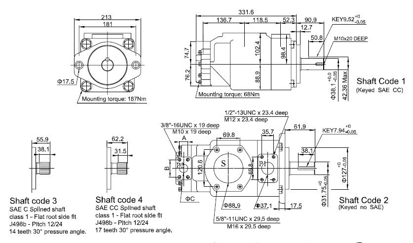 T6 double vane pump dimensions