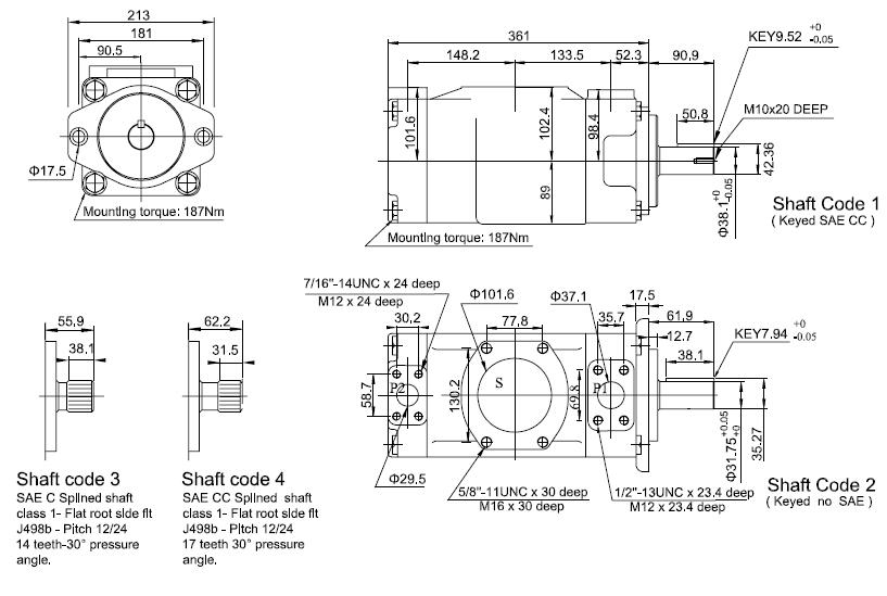 T6 double vane pump dimensions