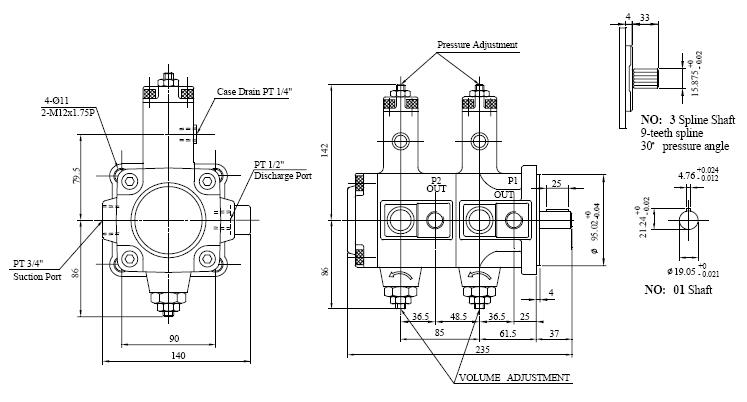 VFF variable vane pump dimension